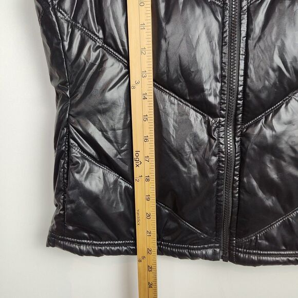 Old Navy Puffer Vest Women's Size M Shiny Black Insulated Full-Zip - Picture 4 of 8